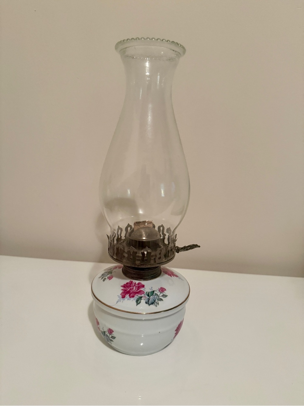 Vintage Floral Oil Lamp